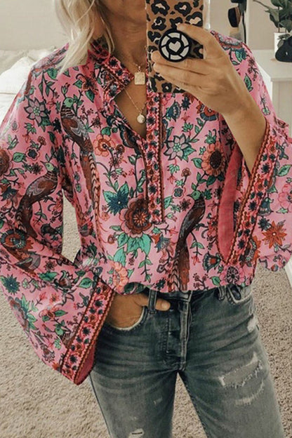 Peacock Loose Shirt Button Long Sleeve Shirt