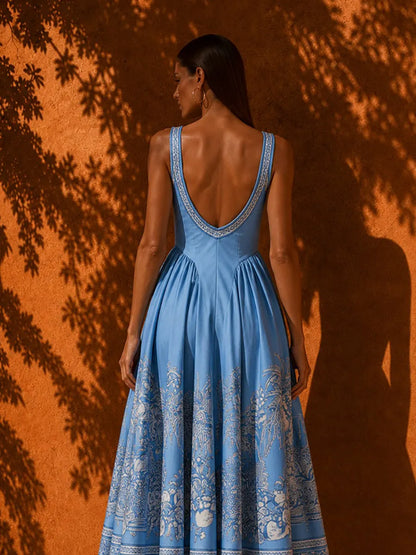 Esmeralda Elegant Single-Breasted Printed Midi Dress