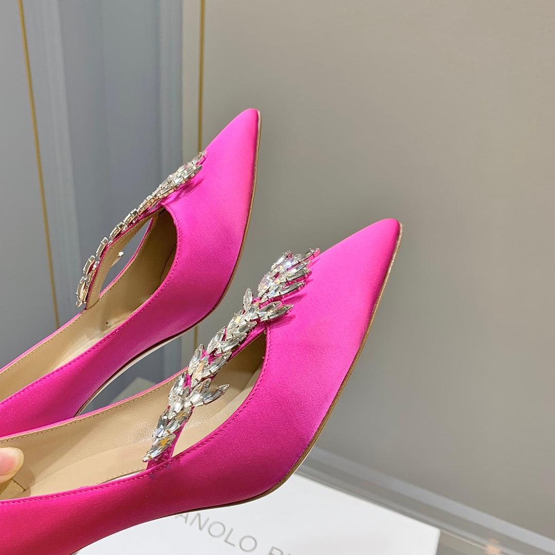 Manolo Women's Nadira Pumps 70 Hot Pink Satin