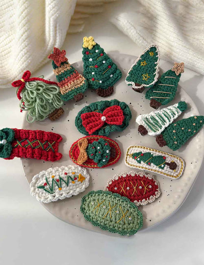 Sweet Hand Knitted Christmas Tree Hair Clip