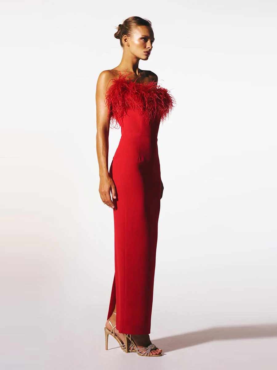 Vanessa Feather Bandage Maxi Dress