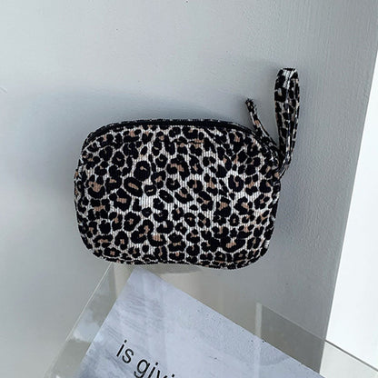 Corduroy Leopard Print Portable Storage Bag