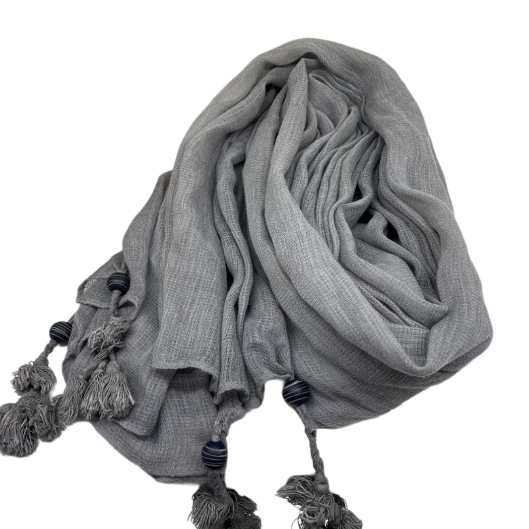 Scarvii - Large Color-Block Scarf With Fringe
