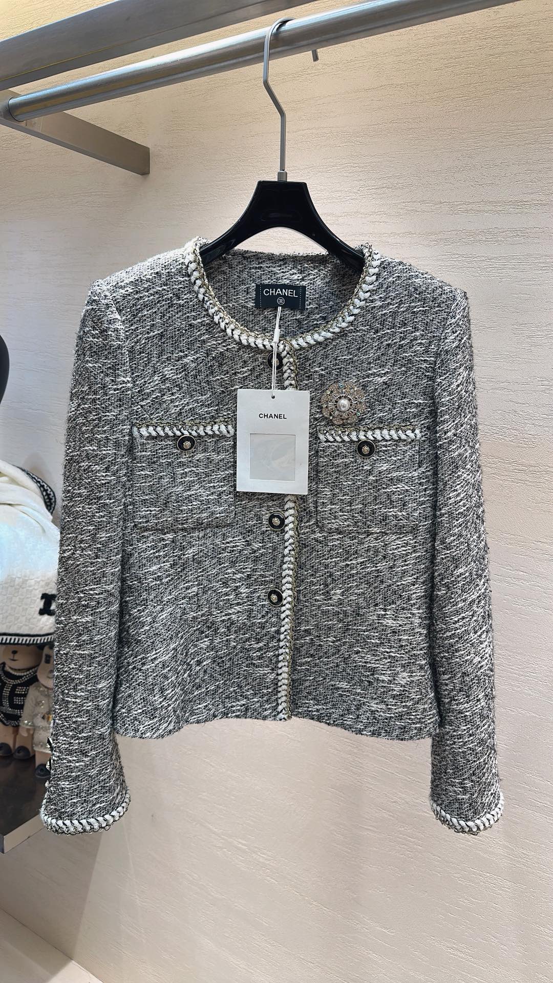 CHANEL CLASSIC ELEGANCE JACKET GRAY IN TWEED