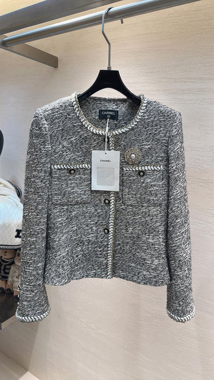 CHANEL CLASSIC ELEGANCE JACKET GRAY IN TWEED