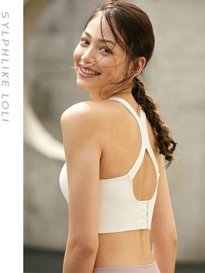 Yoga Vest Breathable Gathers Fitness Professional Bra Sports Underwear Female Shock-Proof Running Bra