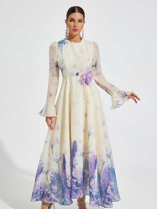 Halle Lilac Bloom Chiffon Maxi Dress