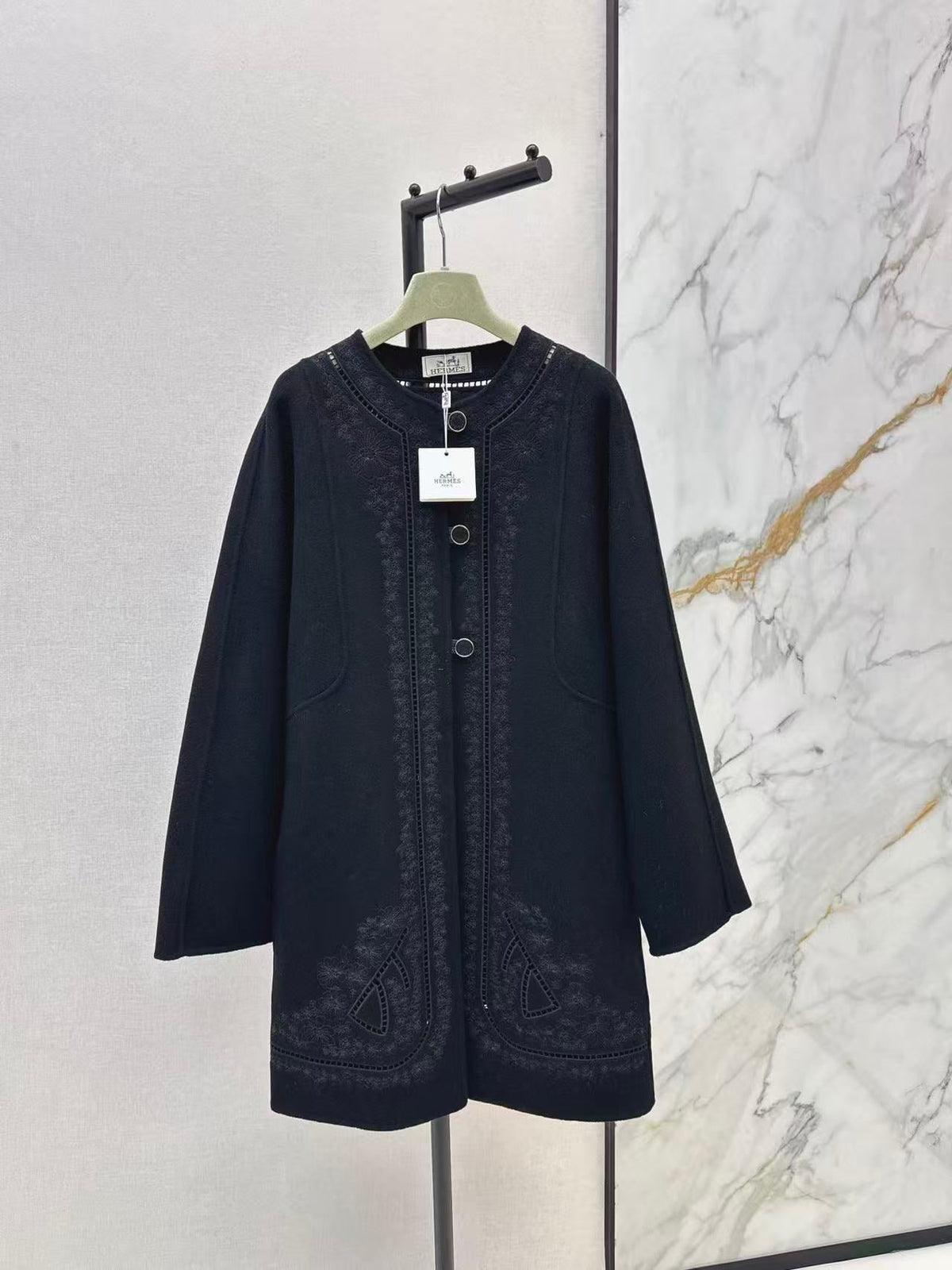 HM Couture Embroidered Cashmere  Long Coat