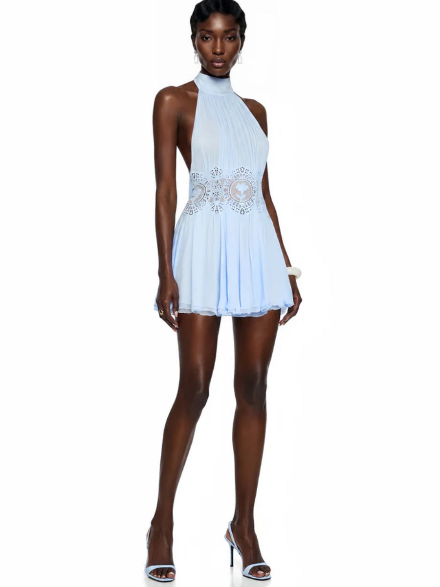 Isla Halter-Neck Cutout Mini Dress