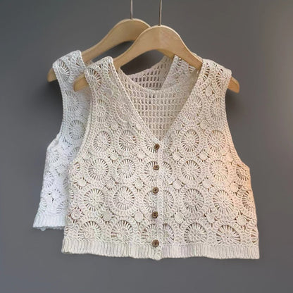 Crosa - V-Neck Crochet Vest – Summer Boho Chic
