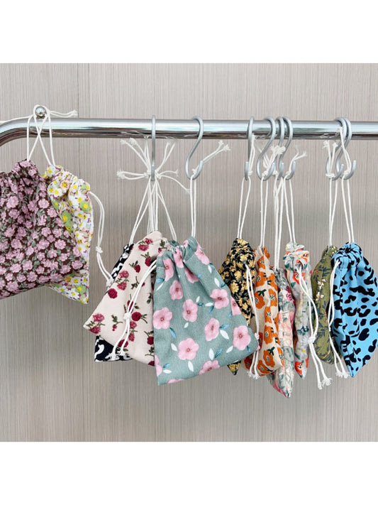 Cosbai - Floral Drawstring Pouch - Mini &amp; Portable