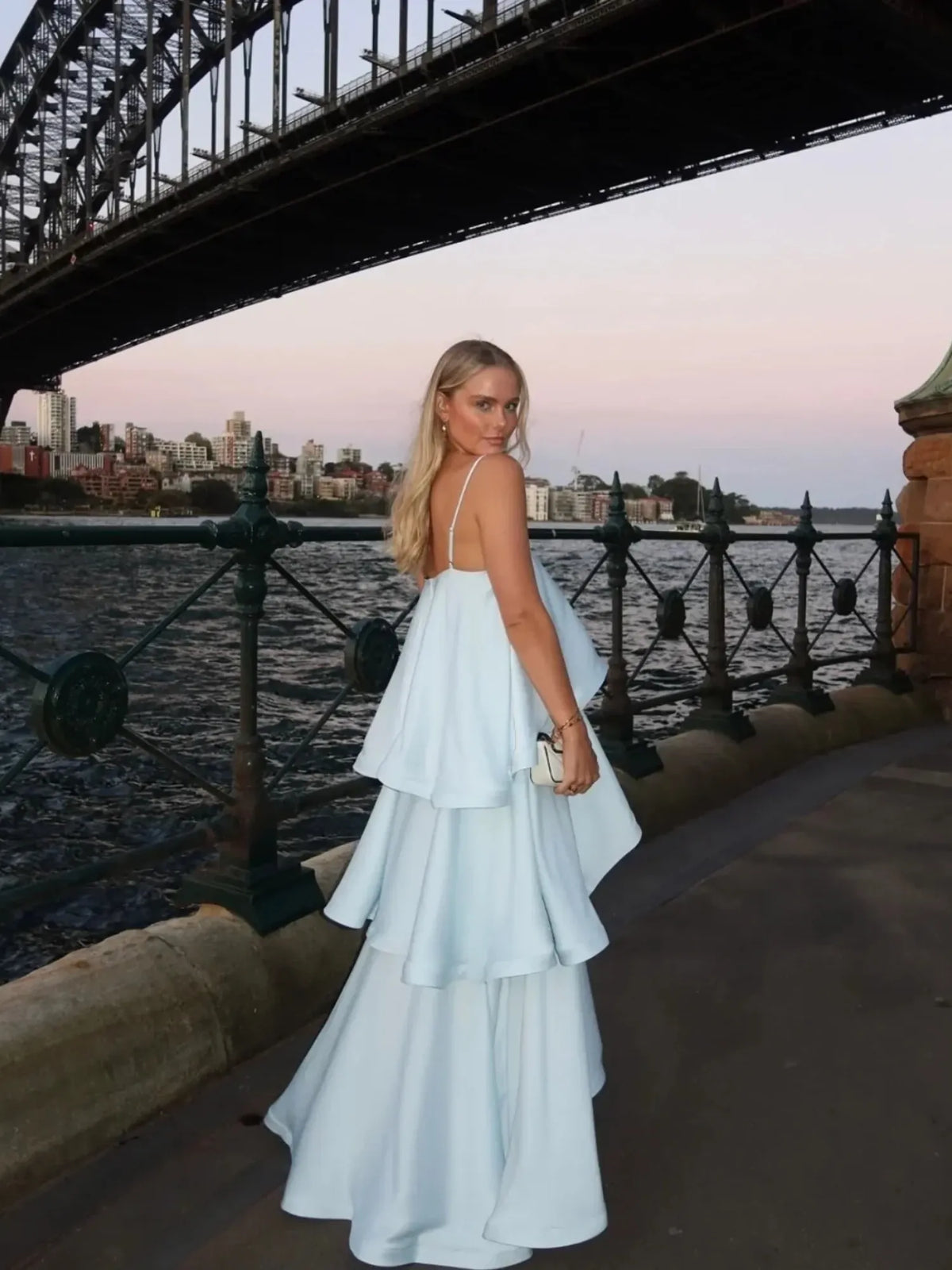 Seraphina Tiered Satin Maxi Dress