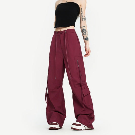 Wide-Leg Parachute Cargo Pants Unisex Loose Fit Style