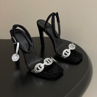 HM Luz Sandals 10.5 Black Sheepskin 593703