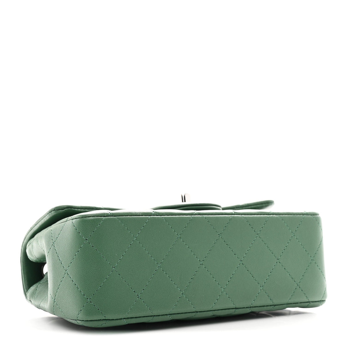 Lambskin Quilted Mini Rectangular Flap Dark Green