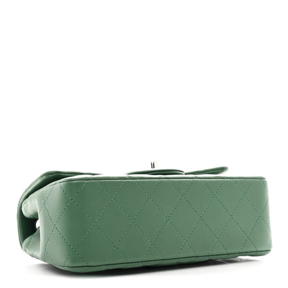 Lambskin Quilted Mini Rectangular Flap Dark Green