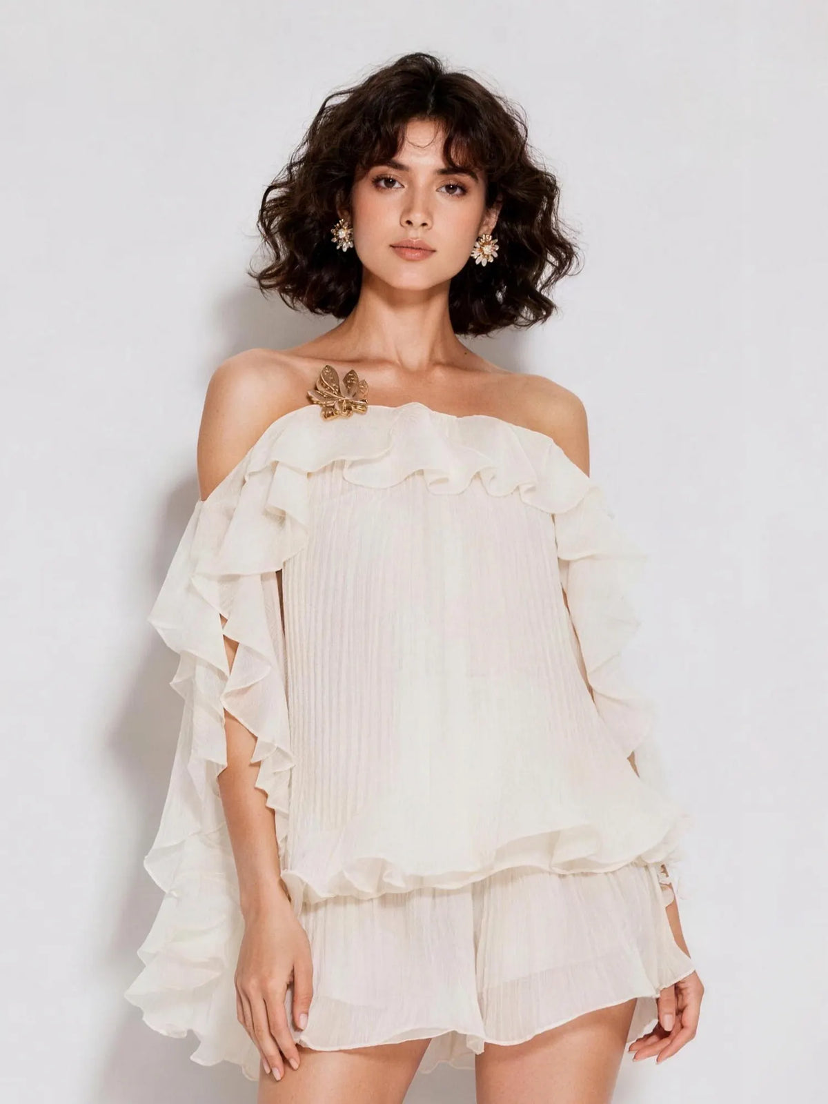 Olena Ruffled Pleated Mini Skirt Set