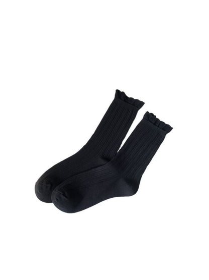 Rufia - Simple Pure Trim Mid-Calf Capsule Socks for Women