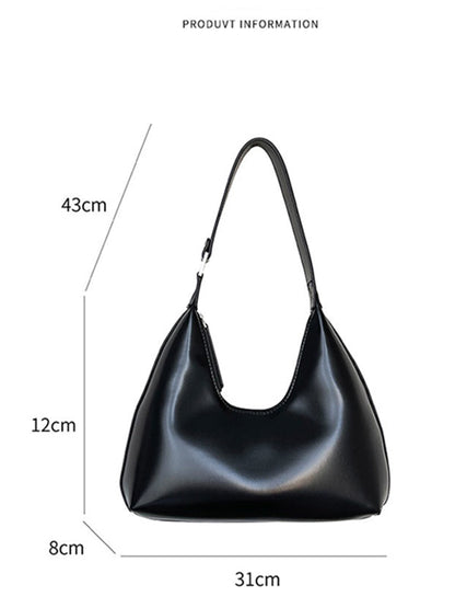 Solid Color Zipper Moon Shoulder Strap Armpit Bags