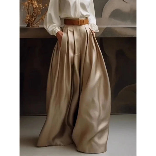 Loose Wide Leg Solid Color Casual Pants Bottoms Trousers