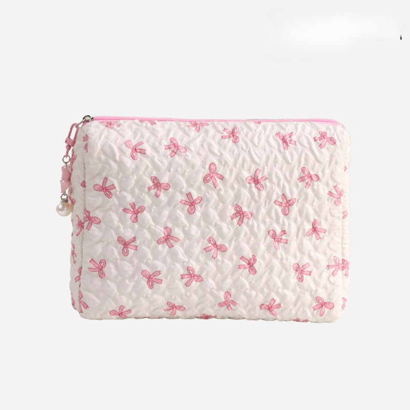 Bow Print Large Capacity Sweet Make Up Bag
