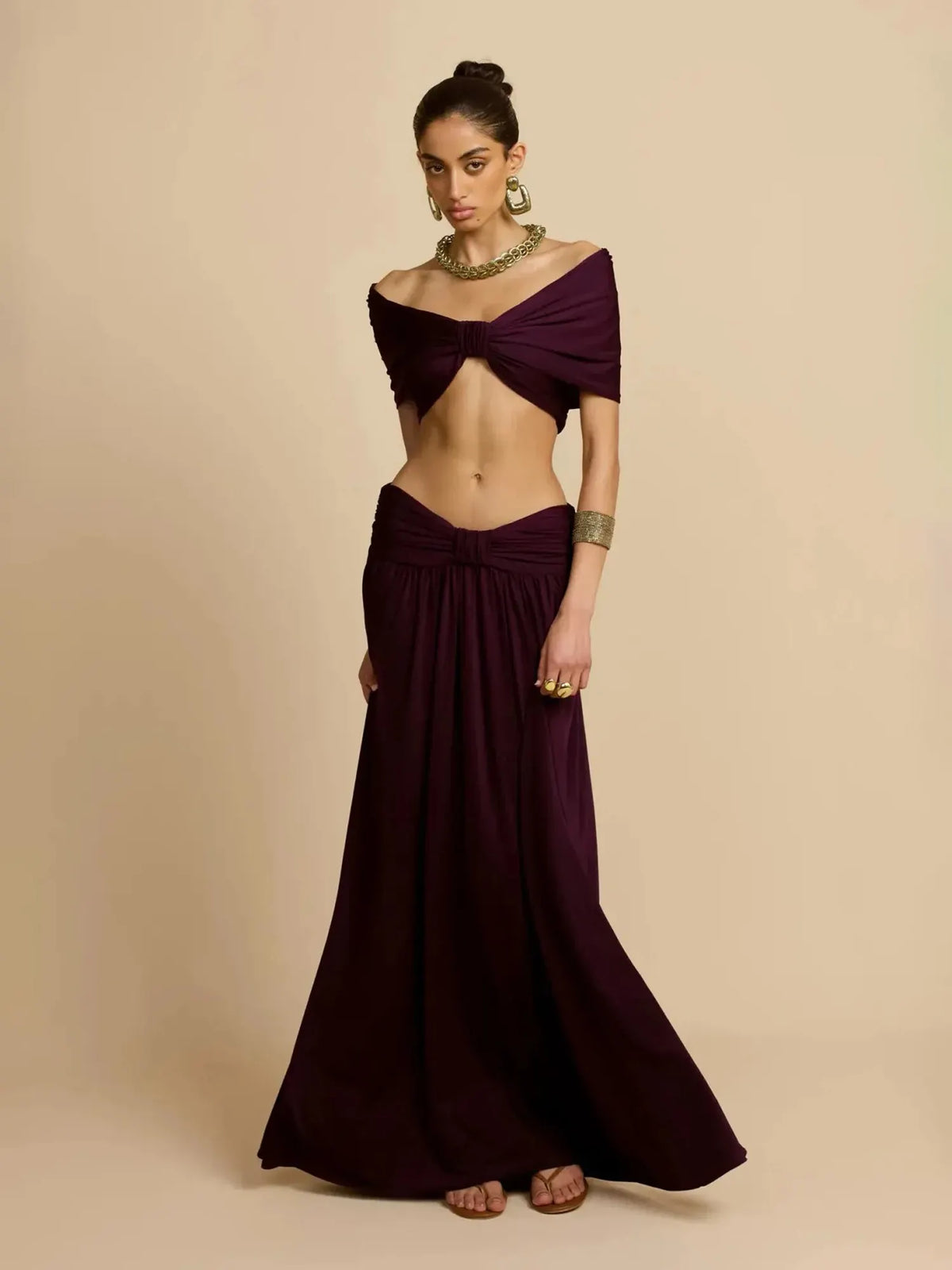 Bellamy Top And Skirt Set In Plum