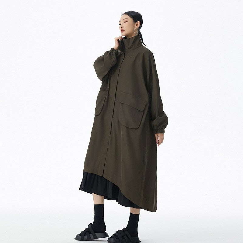 Turtleneck Solid Color Long Coat