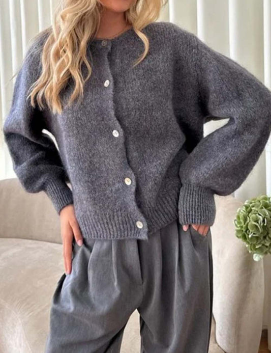 Minimalist Winter Solid Color Knit Cardigan