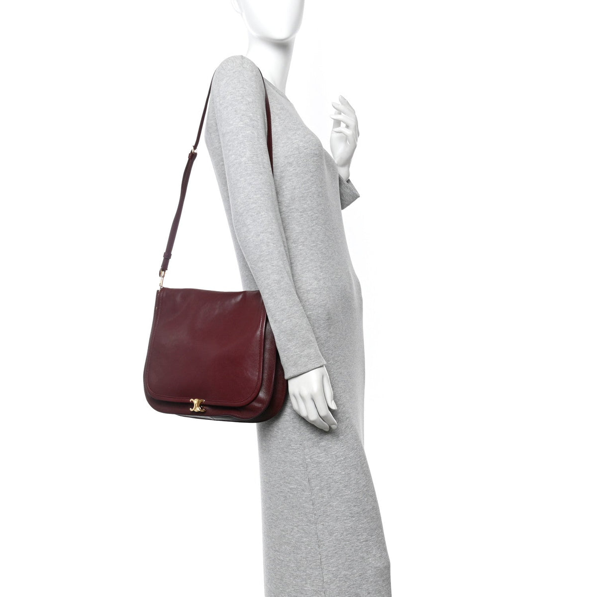 Shiny Lambskin Soft Triomphe Besace Bag Syrah