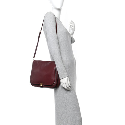 Shiny Lambskin Soft Triomphe Besace Bag Syrah
