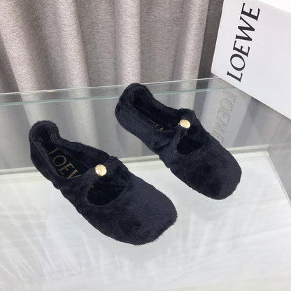 Loewe 2026 Ballet Flat Black in Wool 597434
