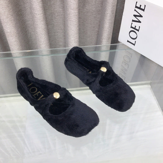 Loewe 2026 Ballet Flat Black in Wool 597434