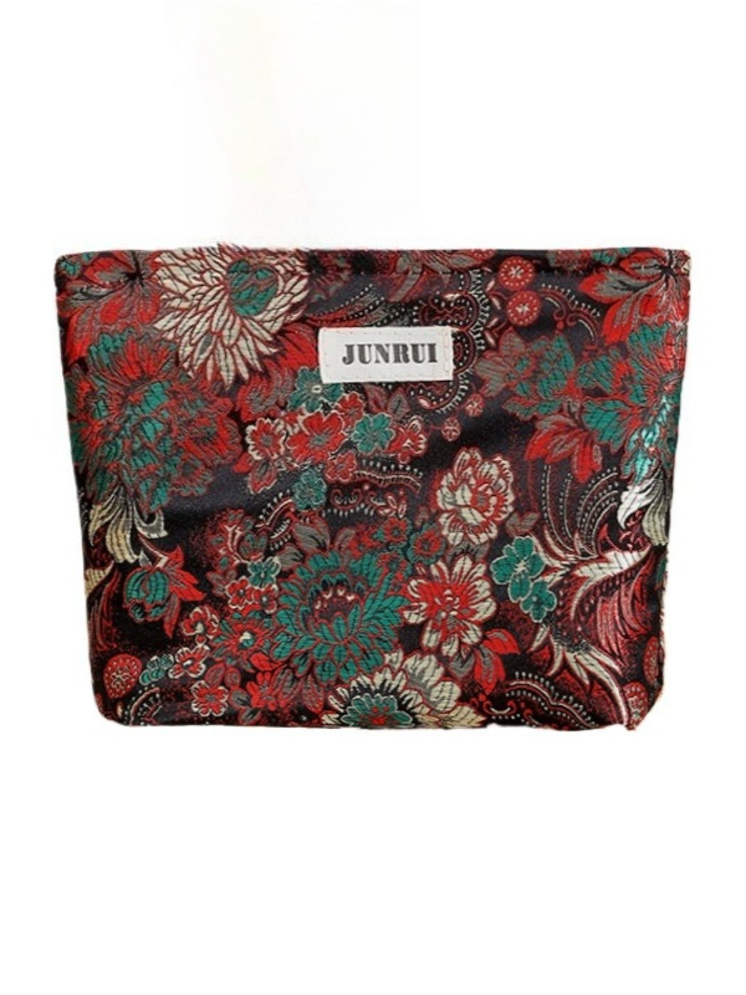 Cosbai - Zipper Makeup Pouch Bag with Floral Patterns