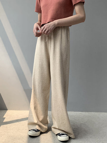 Simple Casual 3 Colors Knitting Wide-Leg Pants