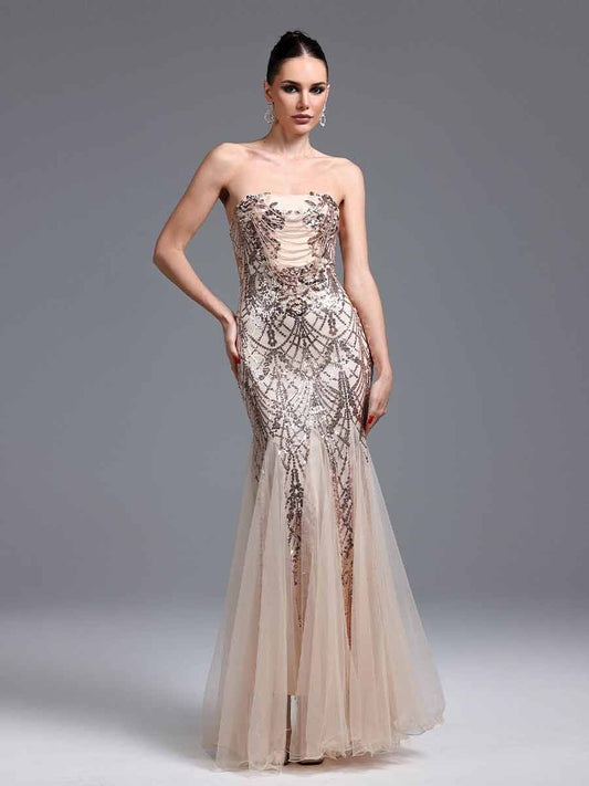 Harlow Strapless Sequined Maxi Dress