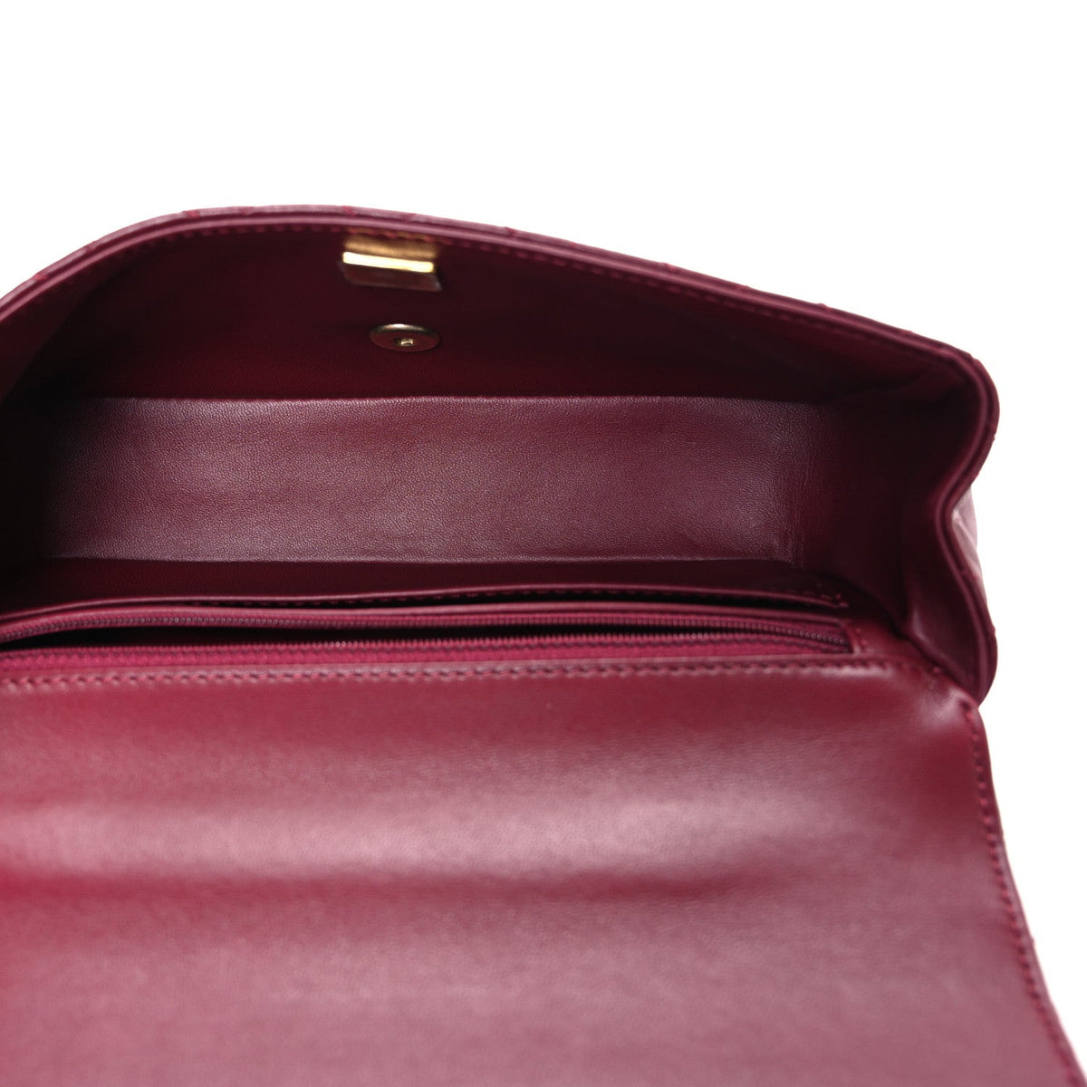 Lambskin Quilted Medium Metal Top Handle Rectangular Flap Burgundy