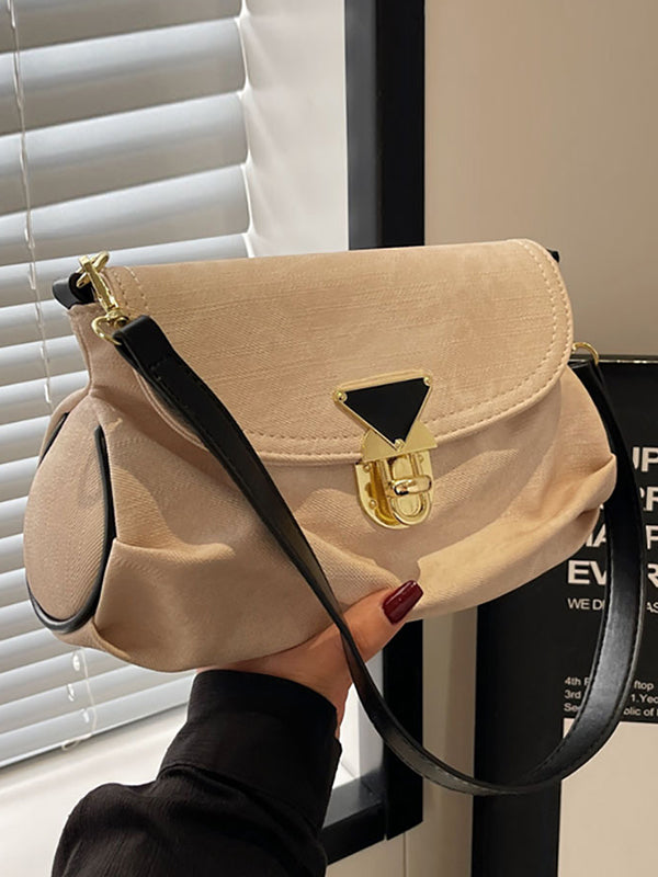 Solid Color Split-Joint Crossbody Bags