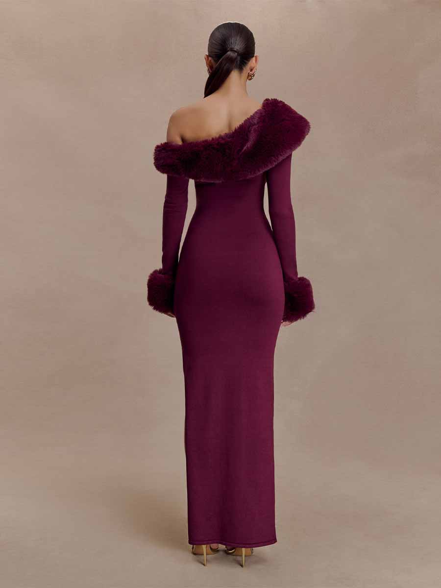 Dahlia Faux Fur Knit Maxi Dress
