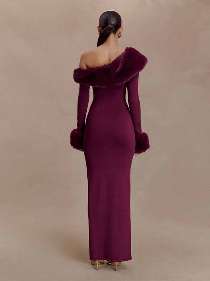 Dahlia Faux Fur Knit Maxi Dress
