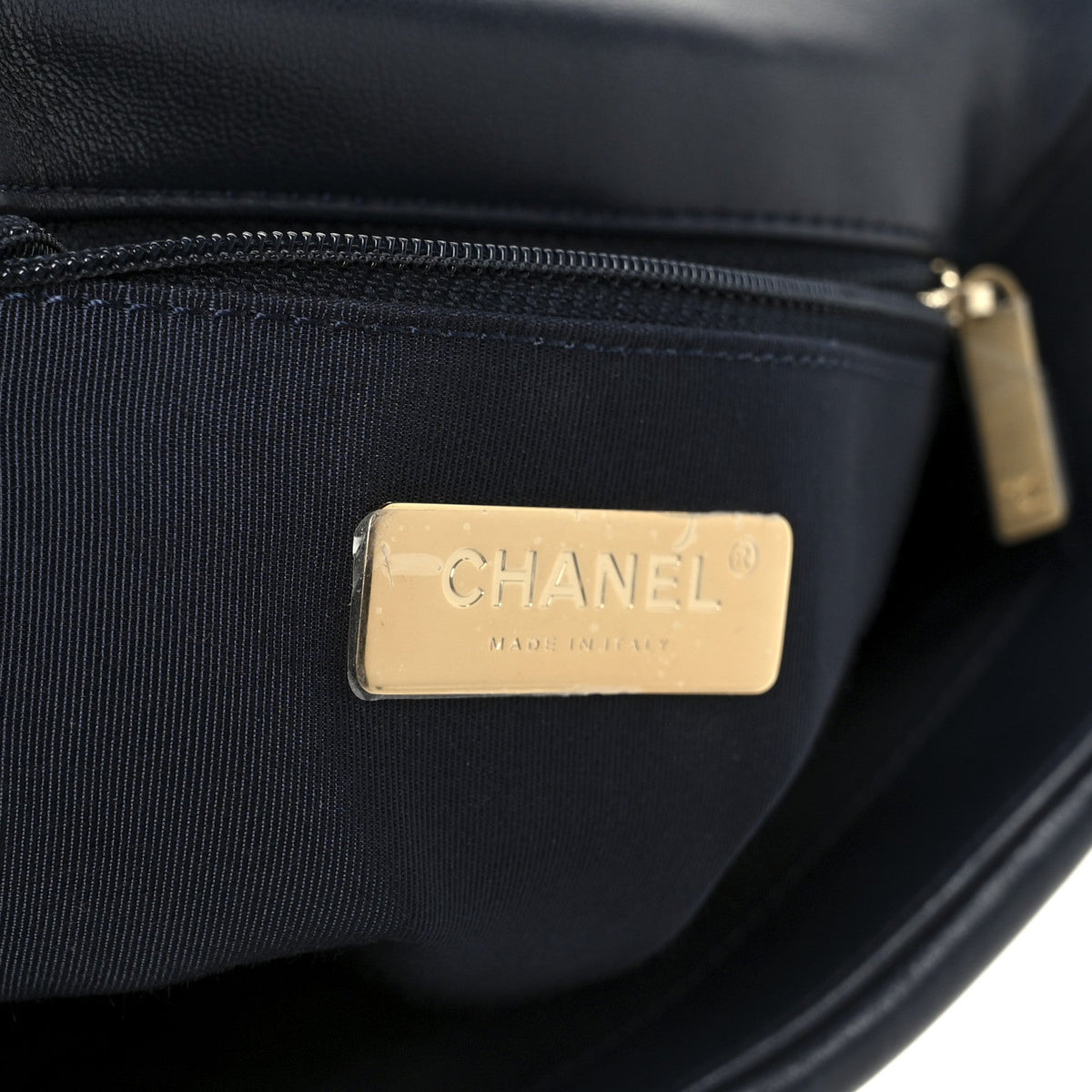 Lambskin Quilted Medium Chanel 19 Flap Navy Blue