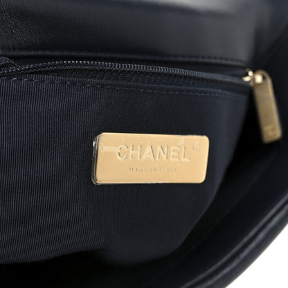 Lambskin Quilted Medium Chanel 19 Flap Navy Blue