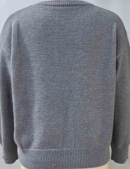 Elegant 3D Floral Round Neck Pullover Sweater
