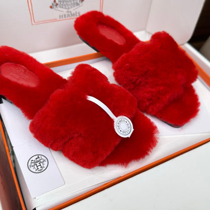 HM Oran Sandal Red Wool Velvet 598193