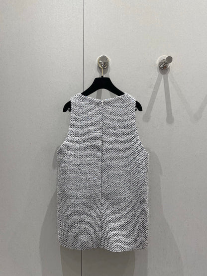 CC 25 Tweed Dress Gray Blue Woven Fabric