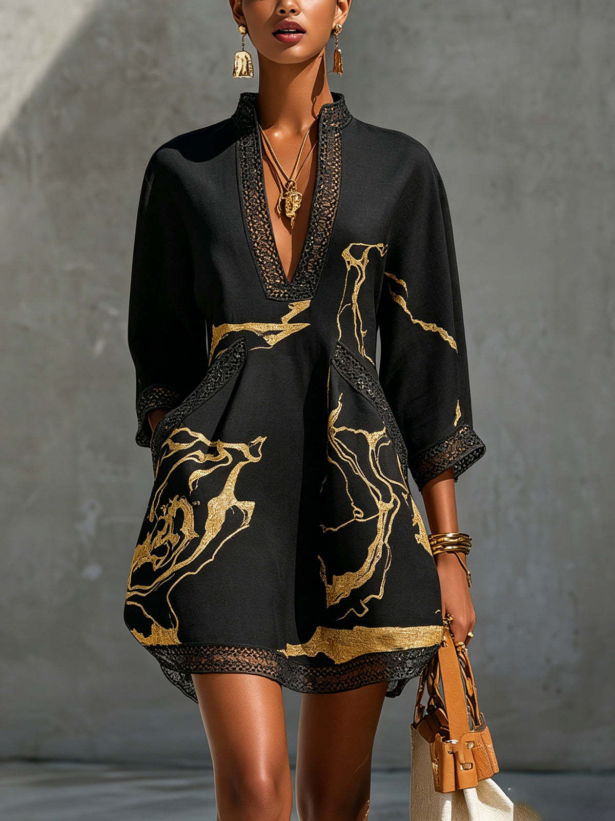 Loose Resort Style Cotton And Linen Short Dress With Straps
