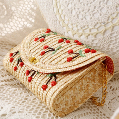 Crochet Market Bag Cherry Woven Bag