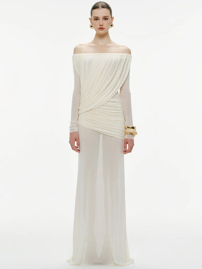 Estelle Off Shoulder Mesh Maxi Dress