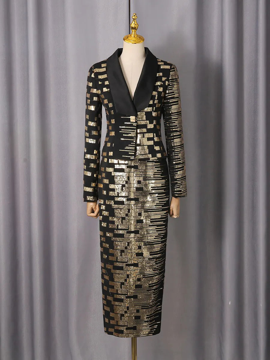 Giselle Geometric Sequined Suit Set