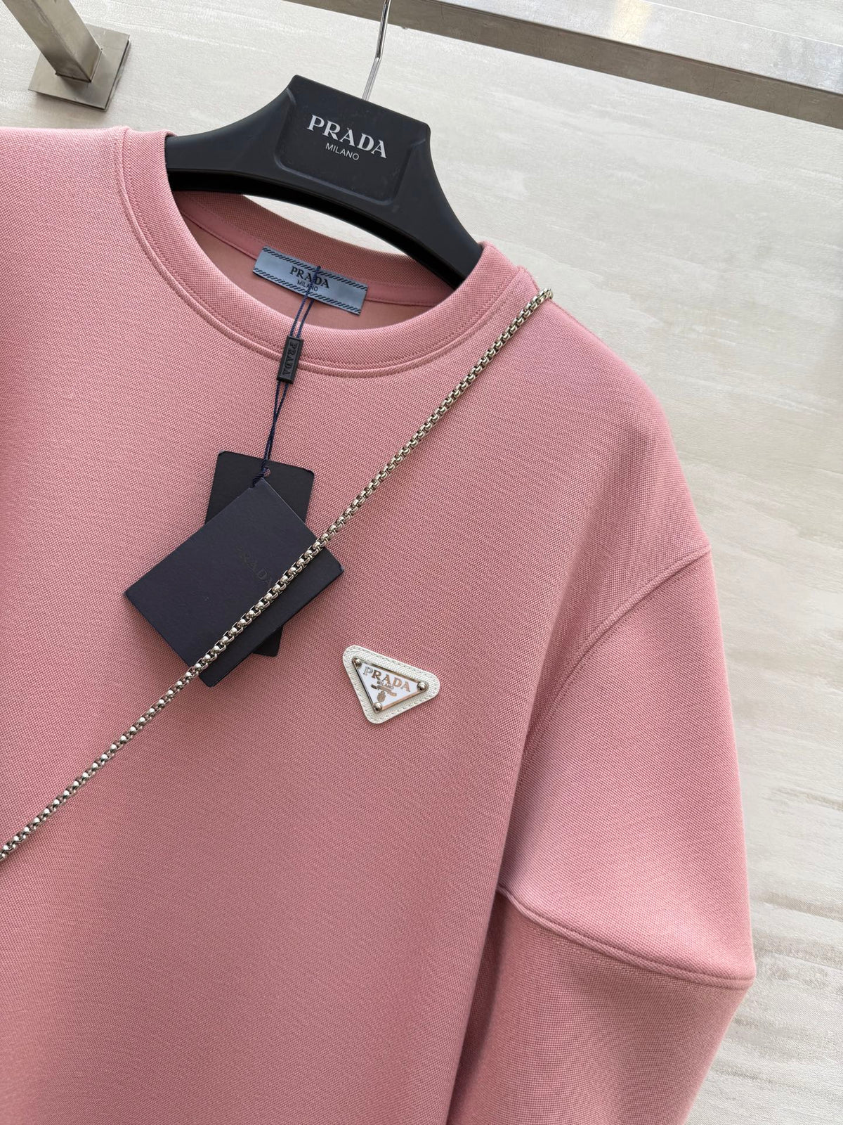 Prada 25 Triangle Logo Casual Dress Pink Cotton