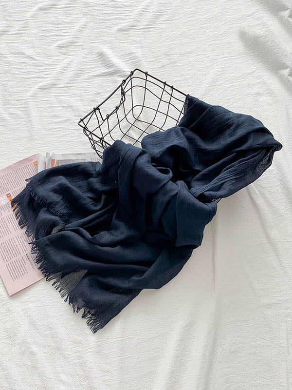 Casual Simple Ramie Cotton 14 Colors Scarf